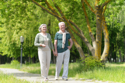 senior couple walking